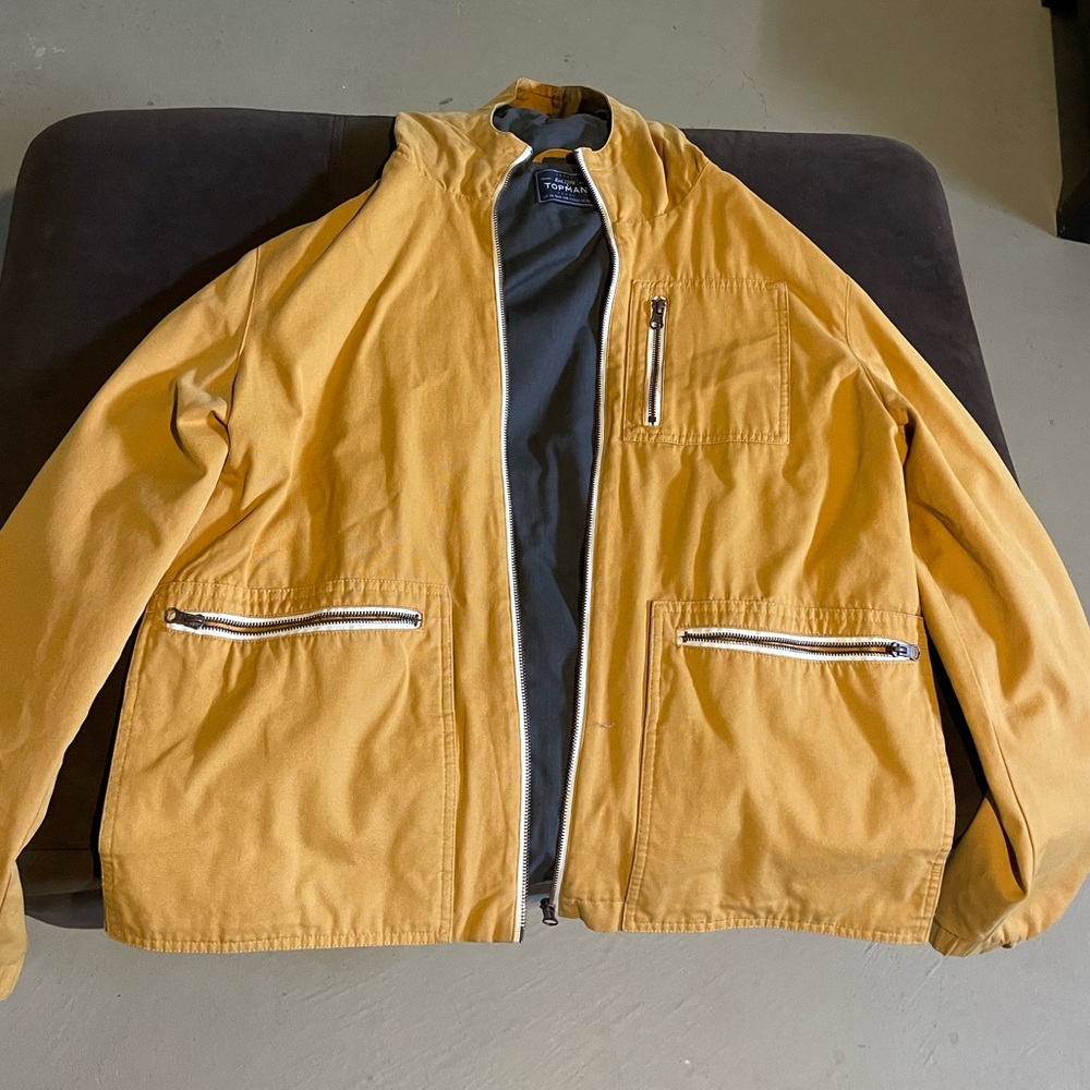 Topman Mustard Jacket with Zipper Details